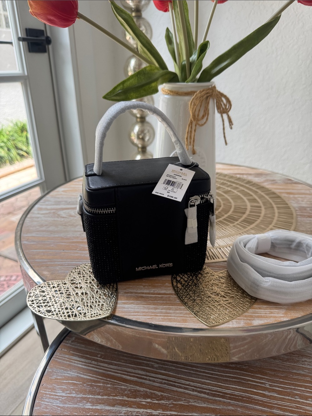 Michael Kors Black Mini Box Top-Handle Bag Shimmering look (OFFERS WELCOME)